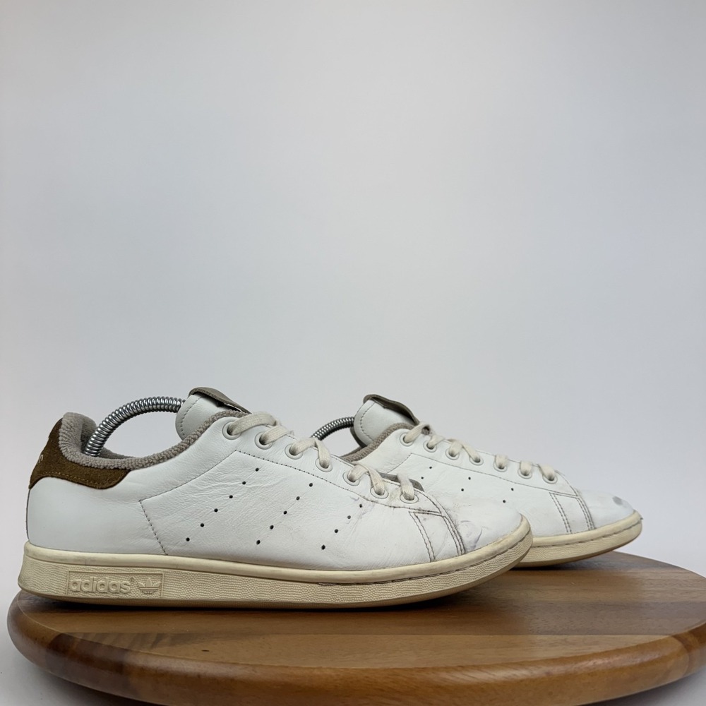 Mens Adidas Stan Smith White Bronze Strata Leather Casual Sneakers Size 10.5 M